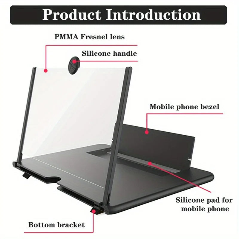 10/12 Inch HD Mobile Phone Screen Amplifier - Eye Protection & Anti-Blue Light Magnifying Glass